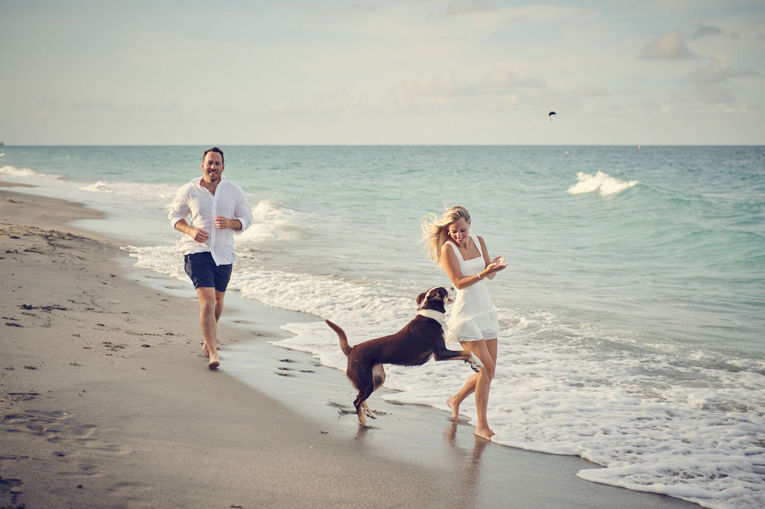 Beach Proposal in Jupiter with Dog